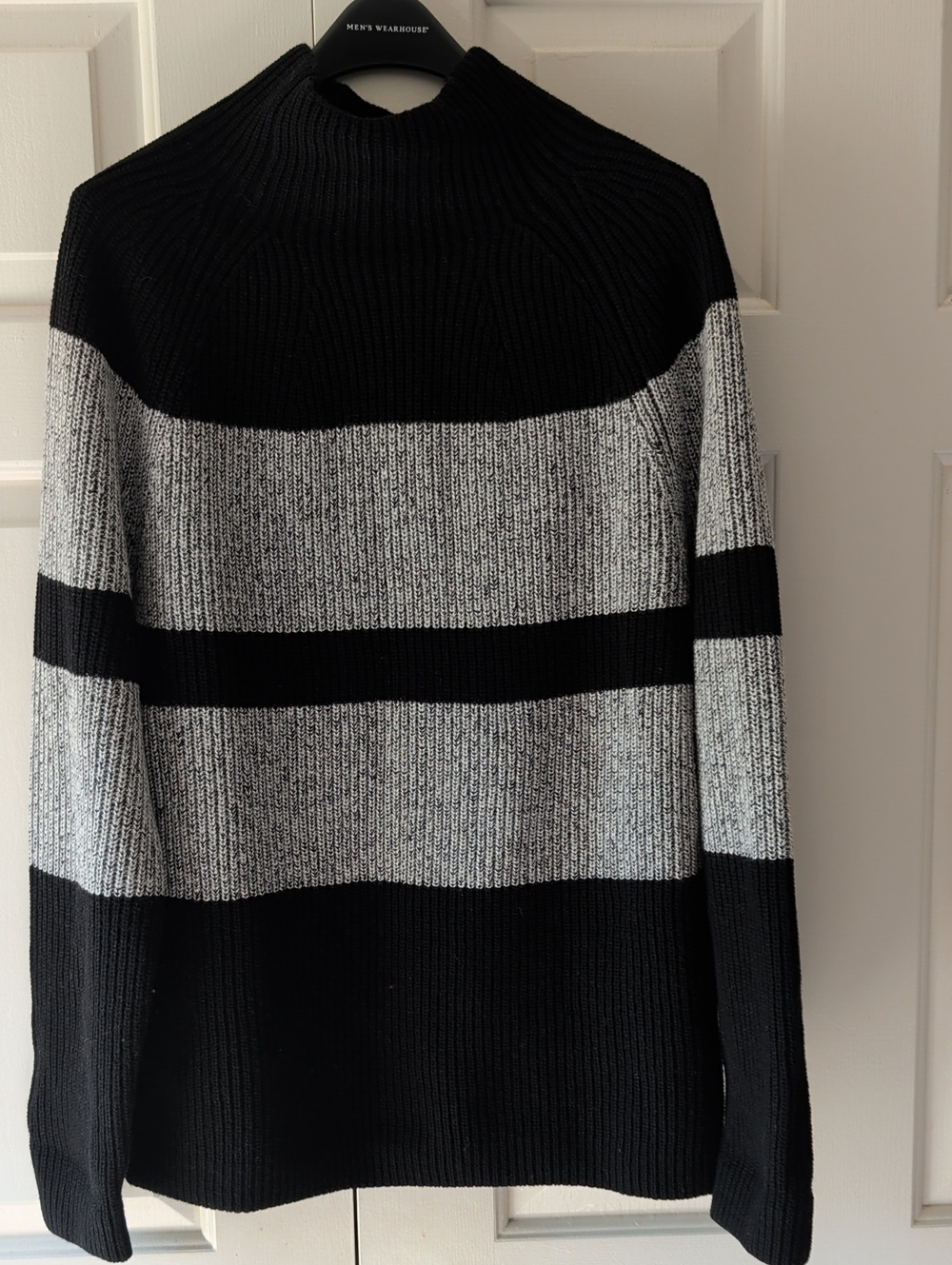 Banana Republic Black and Gray Striped Turtleneck Sweater